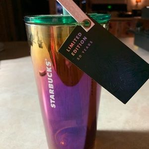 STARBUCKS GLASS 50th ANNIVERSARY 18 OZ CUP NWT WOW